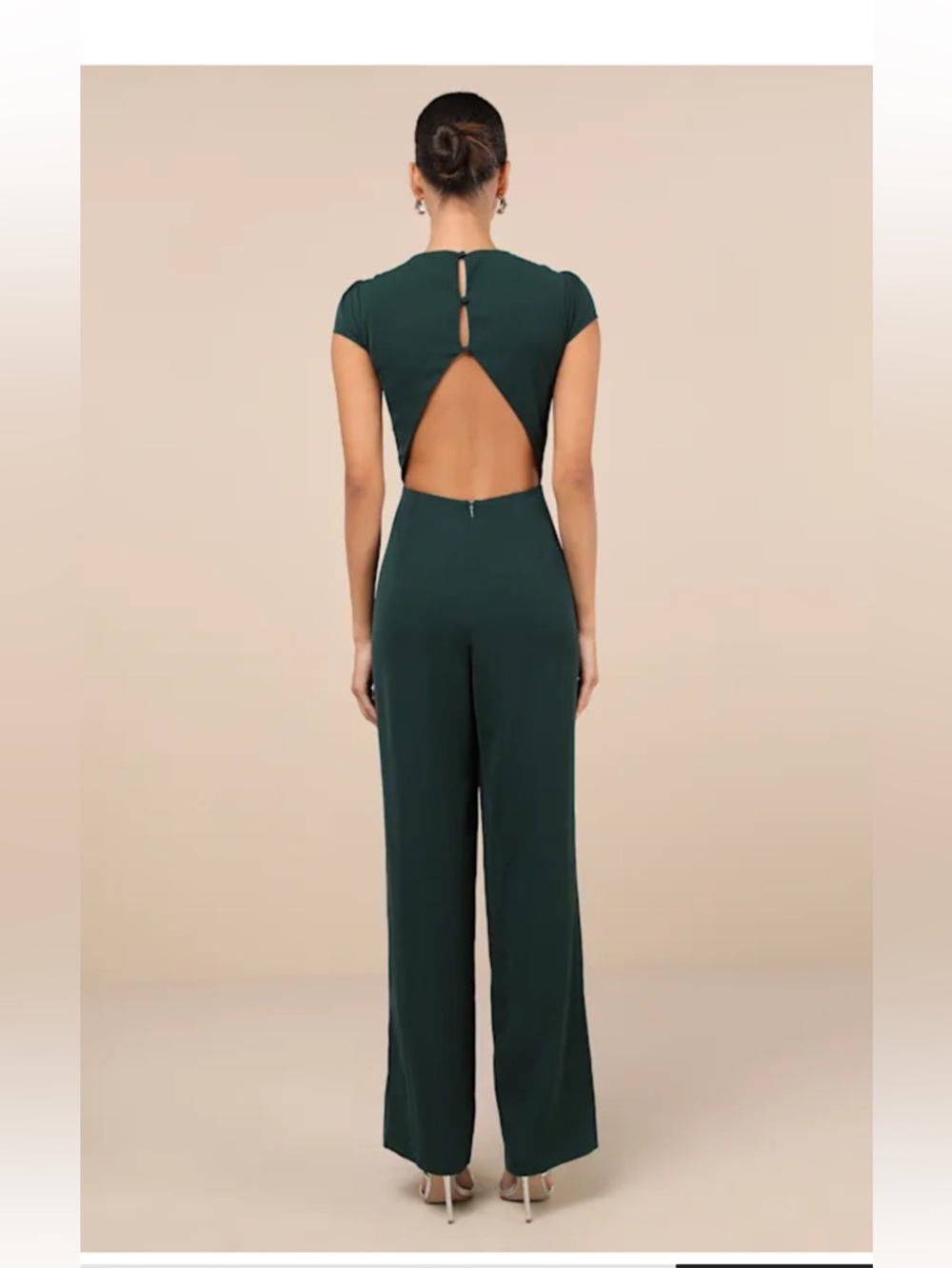 Lulu's Dark Green Cap Sleeve Jumpsuit - Picture 3 of 8